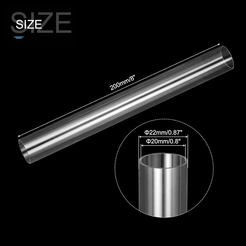 MECCANIXITY Clear Storage Tube 20x22mm Small Plastic Round Tubing with Caps Rigid Bottle Container 200mm/8 Inch for Item Stored - Image 2